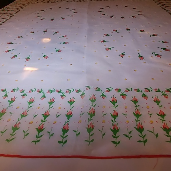 Vintage Accessories - Vintage rose buds, yellow dots, silk scarf 39x30